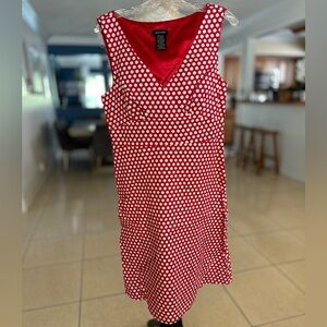 Spense Red and White Sleeveless V-Neck Sundress